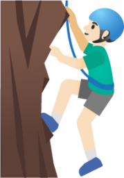 man climbing: light skin tone emoji