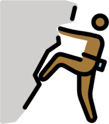 man climbing: medium-dark skin tone emoji