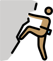 man climbing: medium skin tone emoji