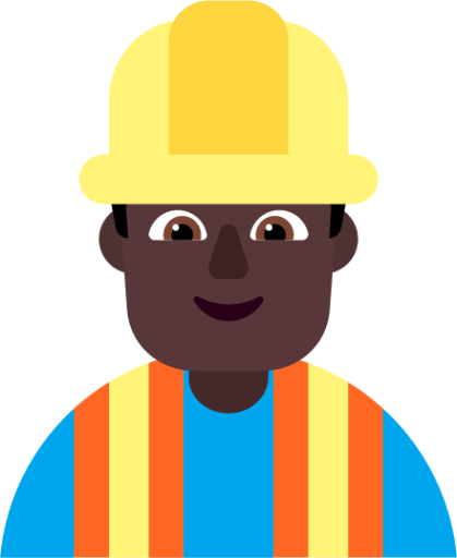 man construction worker dark emoji