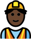 man construction worker: dark skin tone emoji