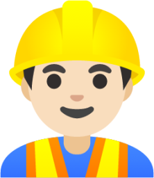 man construction worker: light skin tone emoji