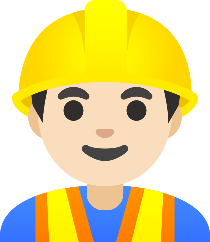 man construction worker: light skin tone emoji