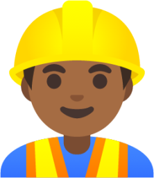 man construction worker: medium-dark skin tone emoji