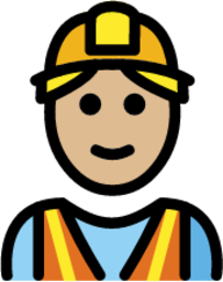 man construction worker: medium-light skin tone emoji