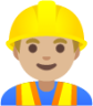 man construction worker: medium-light skin tone emoji