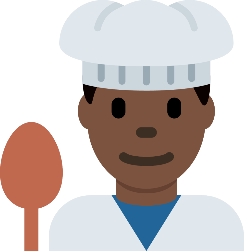 man cook: dark skin tone emoji