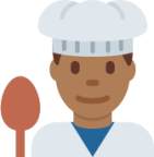 man cook: medium-dark skin tone emoji