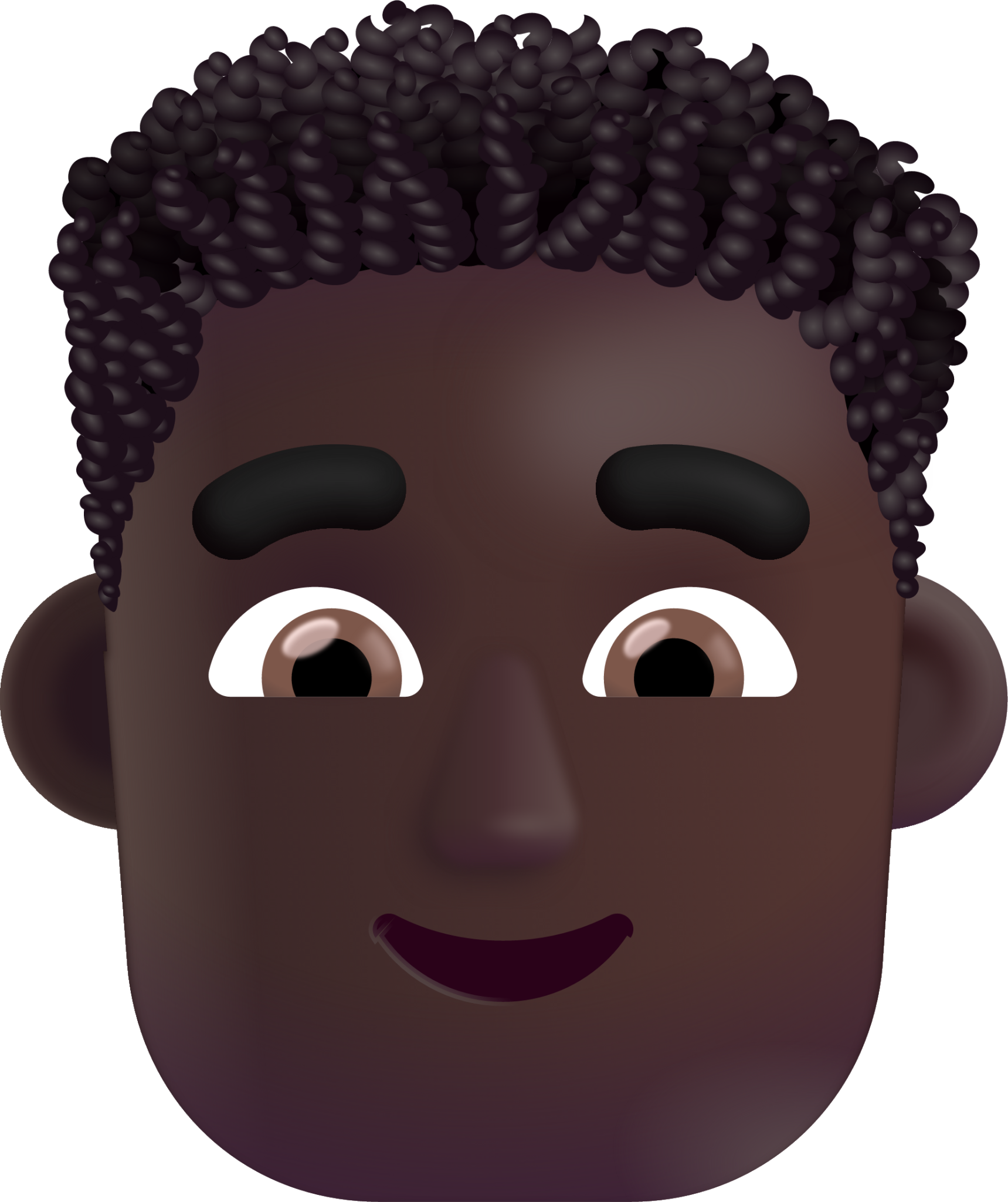 man curly hair dark emoji