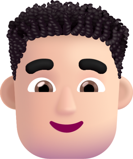 man curly hair light emoji