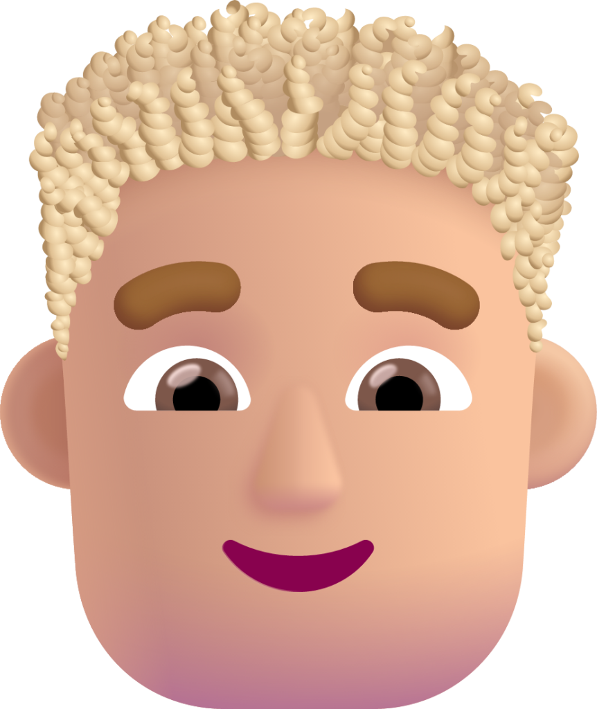 man curly hair medium light emoji