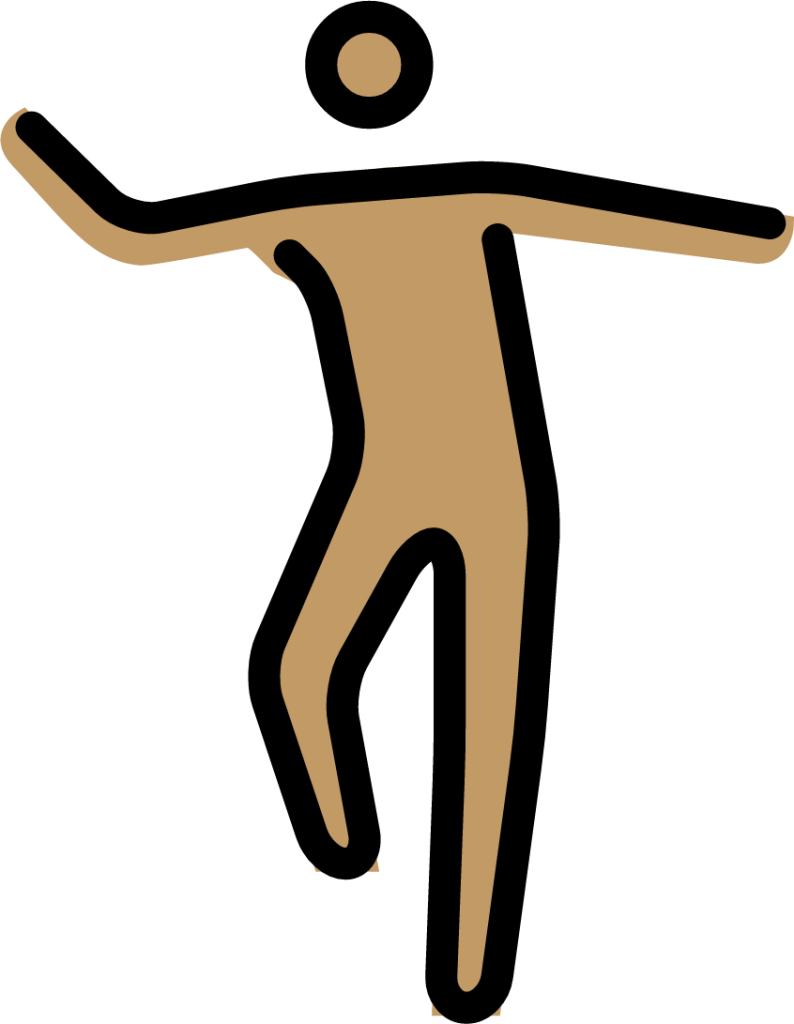 man dancing: medium skin tone emoji