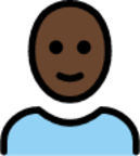 man: dark skin tone, bald emoji