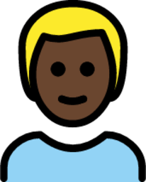 man: dark skin tone, blond hair emoji