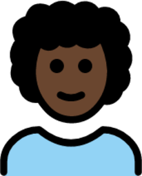 man: dark skin tone, curly hair emoji