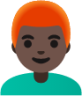 man: dark skin tone, red hair emoji