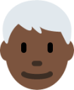 man: dark skin tone, white hair emoji