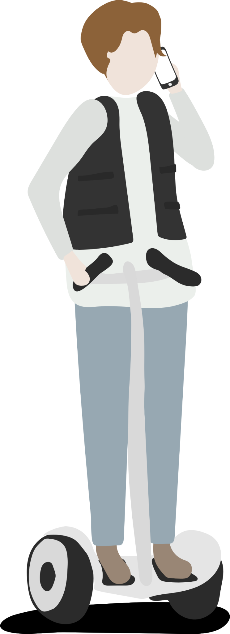 man electric skateboard phone illustration