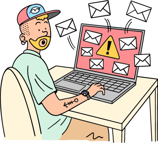 man emails alert hat illustration