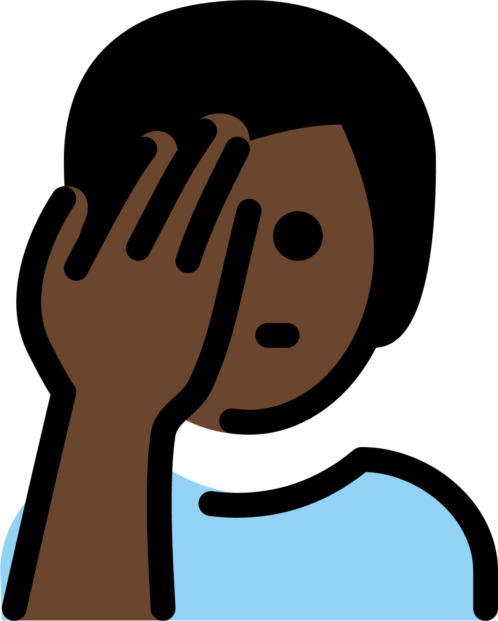 man facepalming: dark skin tone emoji