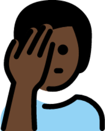 man facepalming: dark skin tone emoji