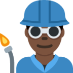 man factory worker: dark skin tone emoji