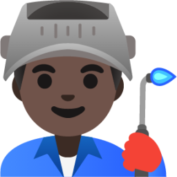 man factory worker: dark skin tone emoji