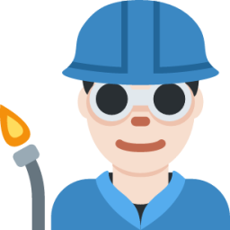 man factory worker: light skin tone emoji