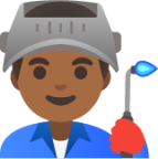 man factory worker: medium-dark skin tone emoji