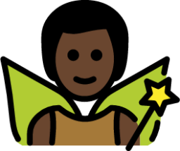 man fairy: dark skin tone emoji