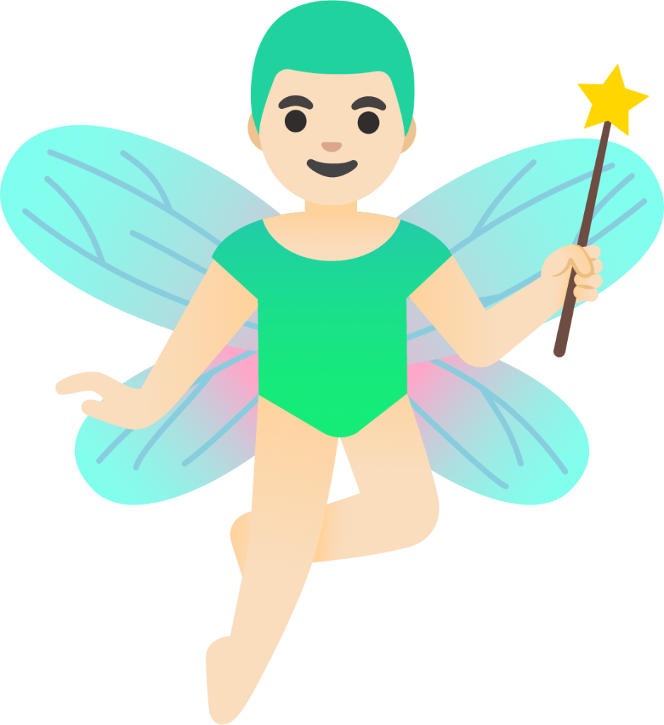 man fairy: light skin tone emoji