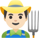 man farmer: light skin tone emoji