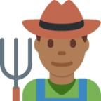 man farmer: medium-dark skin tone emoji