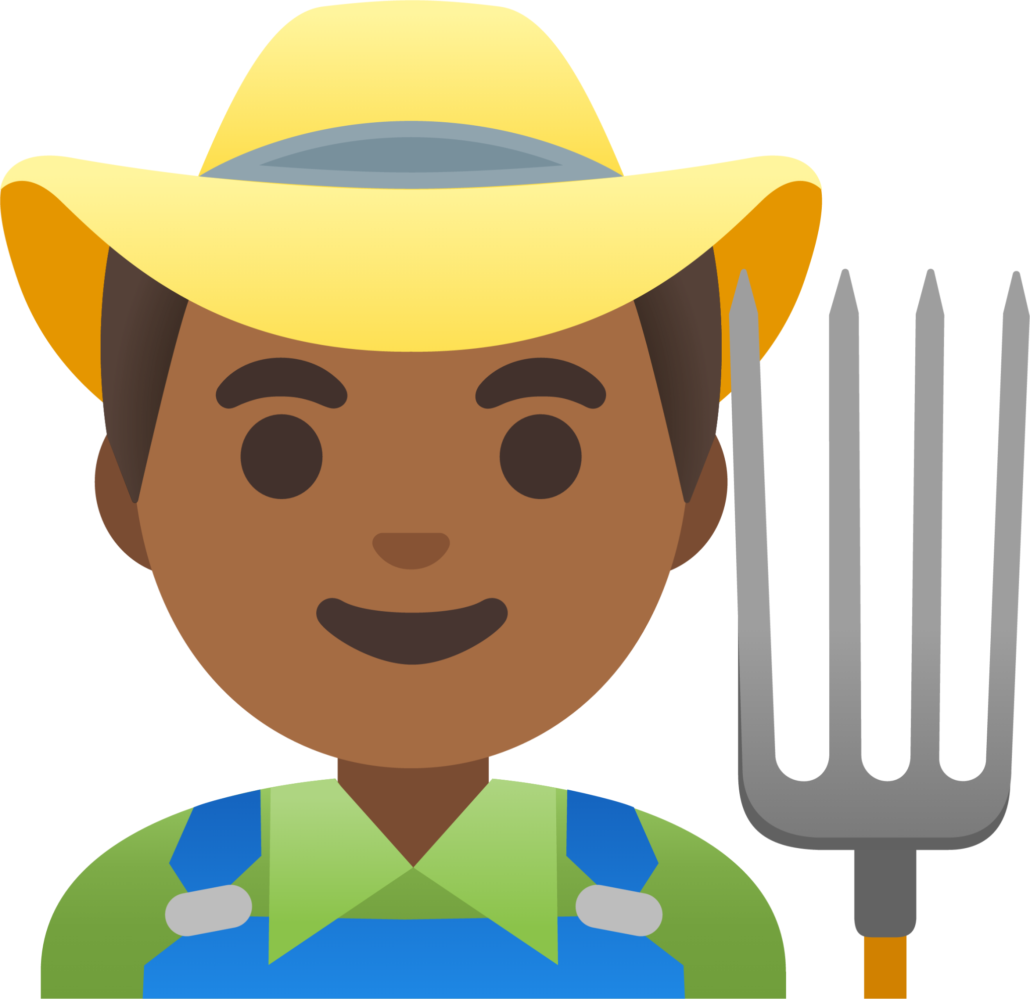 man farmer: medium-dark skin tone emoji