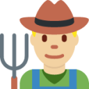 man farmer: medium-light skin tone emoji