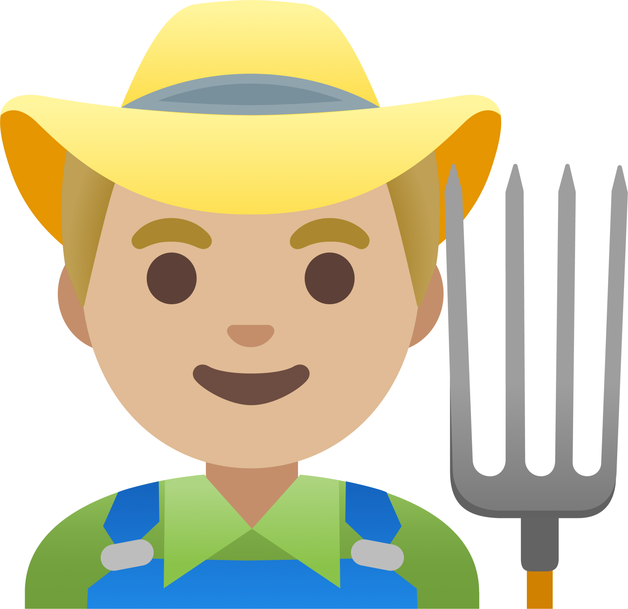 man farmer: medium-light skin tone emoji