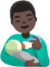 man feeding baby: dark skin tone emoji