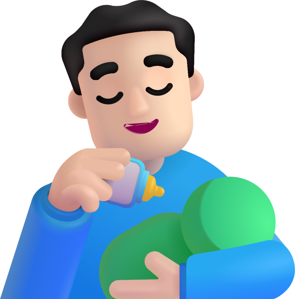 man feeding baby light emoji