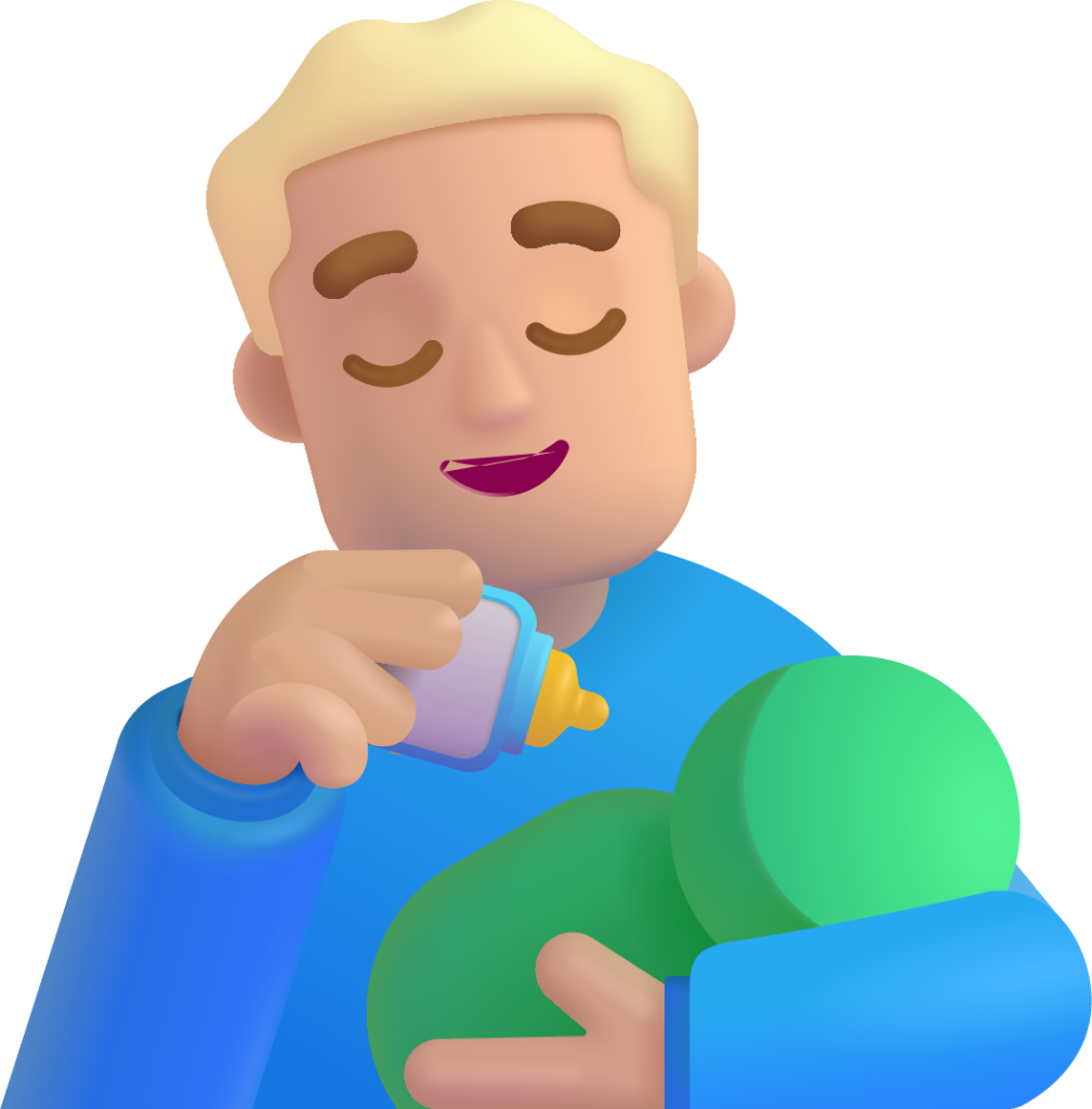 man feeding baby medium light emoji