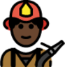 man firefighter: dark skin tone emoji