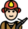 man firefighter: light skin tone emoji