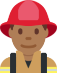 man firefighter: medium-dark skin tone emoji