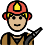 man firefighter: medium-light skin tone emoji