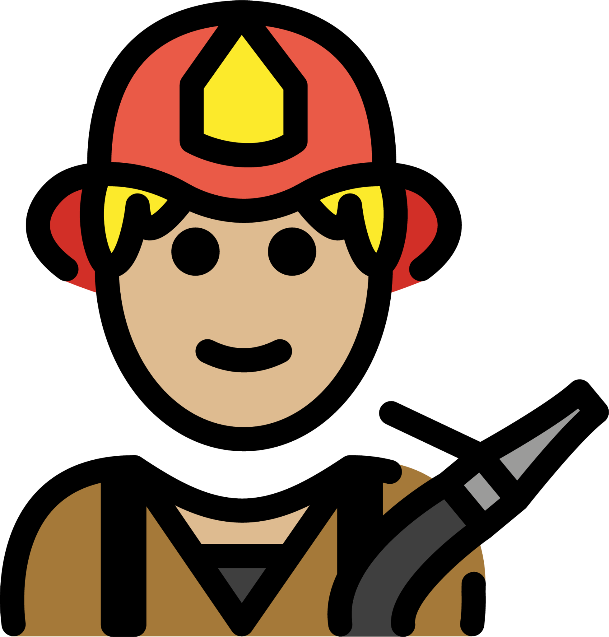 man firefighter: medium-light skin tone emoji