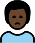 man frowning: dark skin tone emoji