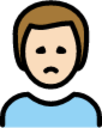 man frowning: light skin tone emoji