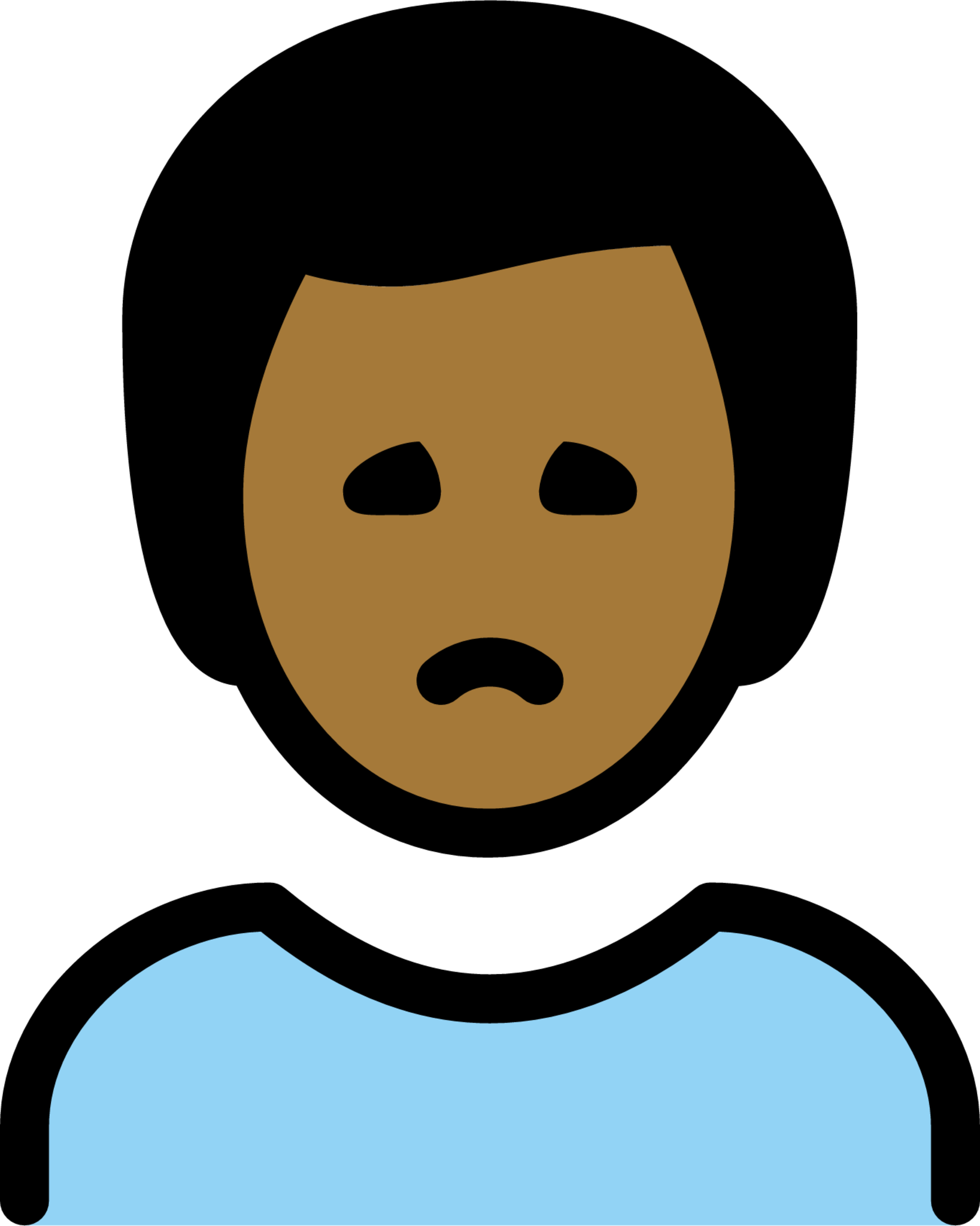 man frowning: medium-dark skin tone emoji