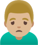 man frowning: medium-light skin tone emoji