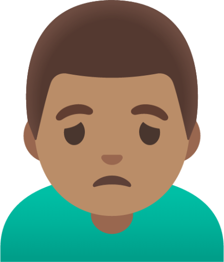 man frowning: medium skin tone emoji
