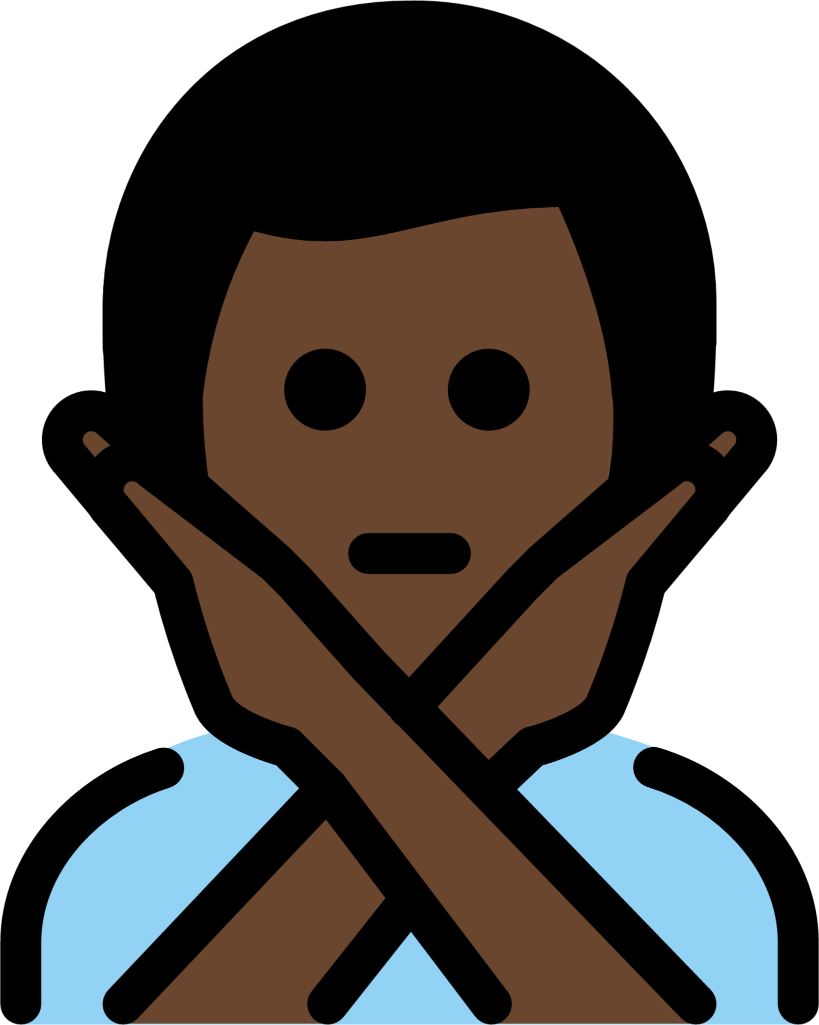 man gesturing NO: dark skin tone emoji